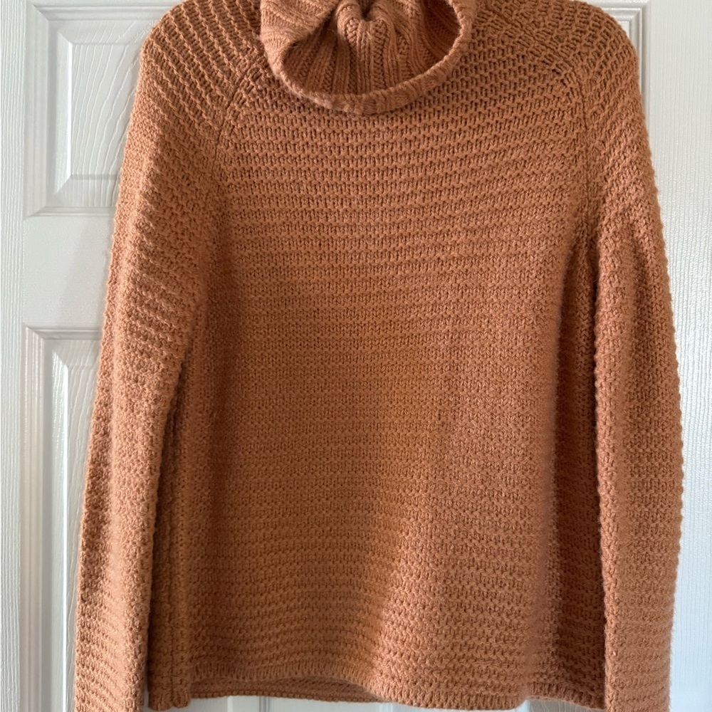 35. Denver Hayes Warm Orange Cowl Neck Sweater